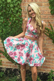 Piece Straps Floral Printed Cute Homecoming Dress HZ0509