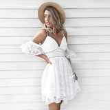 Spaghetti Straps Short White Lace Homecoming Dress HZ0509