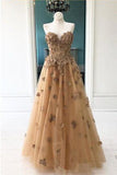 A-Line Sweetheart Appliqued Brown Prom Dress HZ0509