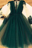 A Line Tulle Green Short Homecoming Dresses,Graduation Dresses HZ0509