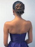 Sweetheart Ankle-Length Ombre Purple Satin Prom Dress with Pleats HZ0509