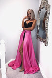 Sweetheart Detachable Fuchsia Satin Prom Dress HZ0509