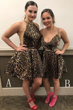 Arrival Mini Leopard Print, Homecoming Dress, Sleeveless Short Prom Dress HZ0509