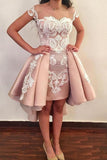 Appliques Homecoming Dresses, Hi-Lo Short Prom Dress HZ0509