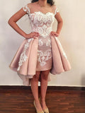 Appliques Homecoming Dresses, Hi-Lo Short Prom Dress HZ0509