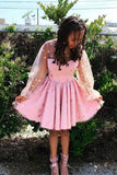 Stars Long Sleeves Tulle Short Homecoming Dresses HZ0509