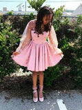 Stars Long Sleeves Tulle Short Homecoming Dresses HZ0509