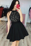 Lace Cheap Homecoming Dresses, A Line Sleeveless Short Prom Dress HZ0509
