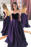 Sweetheart Sweep Train Purple Prom Dress with Pockets HZ0509