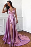 Spaghetti Straps Sweep Train Prom Dress with Split HZ0509