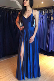 Hot Sale A-Line Satin Simple Prom Dresses Formal Dress With Split HZ0509