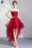 Full Fashion Tube Lace A Line Dress, Red Prom Dress, Evening Dresses HZ0509