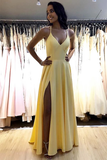 Hot Sale A-Line Satin Simple Prom Dresses Formal Dress With Split HZ0509
