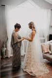 Spaghetti Strap V-neck Long Lace Beach Wedding Dresses HZ0509