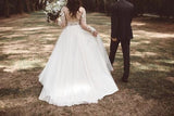 V-neck Long Sleeve Top Lace Long Cheap Wedding Dresses HZ0509