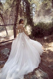 Ivory Cap Sleeve Tulle Long Cheap Wedding Dresses HZ0509
