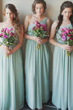 A Line One Shoulder Chiffon Floor Length Bridesmaid Dress HZ0509