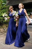 Long Royal Blue A Line Pleats Bridesmaid Dress HZ0509