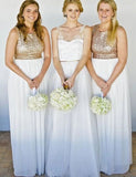 Top Off White Long Chiffon Bridesmaid Dress HZ0509