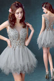 Scoop Unique Junior Homecoming Dress with appliques,Graduation Dress HZ0509