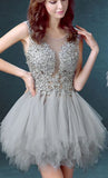 Scoop Unique Junior Homecoming Dress with appliques,Graduation Dress HZ0509
