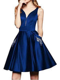Short A Line Beading Homecoming Dresses with Pocket HZ0509