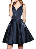 Short A Line Beading Homecoming Dresses with Pocket HZ0509
