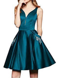 Short A Line Beading Homecoming Dresses with Pocket HZ0509