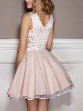 Appliqued A Line Homecoming Dresses V Neck Short Hoco Dress HZ0509