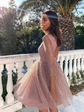 Sequins Long Sleeve Short Homecoming Dresses Backless Formal Dress HZ0509