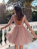 Sequins Long Sleeve Short Homecoming Dresses Backless Formal Dress HZ0509