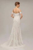 Ivory Lace Mermaid Beach Wedding Dresses Sweetheart Boho Bridal Dresses HZ0509