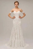 Ivory Lace Mermaid Beach Wedding Dresses Sweetheart Boho Bridal Dresses HZ0509