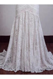 Ivory Lace Mermaid Beach Wedding Dresses Sweetheart Boho Bridal Dresses HZ0509