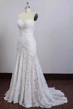 Ivory Lace Mermaid Beach Wedding Dresses Sweetheart Boho Bridal Dresses HZ0509