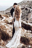Long Sleeve Mermaid Lace Applique Wedding Dressses HZ0509