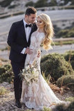 Long Sleeve Mermaid Lace Applique Wedding Dressses HZ0509