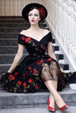 Off the Shoulder Tulle Black Homecoming Dresses with Flowers HZ0509