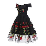 Off the Shoulder Tulle Black Homecoming Dresses with Flowers HZ0509