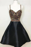 Arrival Black Spaghetti Straps A Line Beading Homecoming Dresses HZ0509