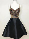 Arrival Black Spaghetti Straps A Line Beading Homecoming Dresses HZ0509