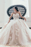 Sweetheart Lace Appliques Long Ball Gown Wedding Dresses HZ0509
