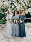 the Shoulder Burgundy Bridesmaid Dresses Cheap Long Bridesmaid Dress HZ0509