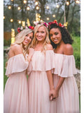 the Shoulder Burgundy Bridesmaid Dresses Cheap Long Bridesmaid Dress HZ0509