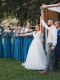 the Shoulder Burgundy Bridesmaid Dresses Cheap Long Bridesmaid Dress HZ0509