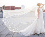Flowers Towards Bottom Wedding Veil Cathedral Length HZ0509