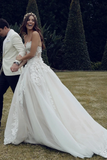 Sweetheart Tulle A Line Appliques Wedding Dresses with Lace,Beach Wedding Gown HZ0509