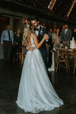 Marvelous V-neck A-line Wedding Dresses Appliques Tulle Bridal Gowns HZ0509