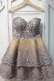 Sweetheart Appliques Short Prom Dress, Layers Homecoming Dress HZ0509
