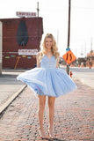 V Neck Tulle Short Prom Dress, A Line Cheap Homecoming Dress HZ0509